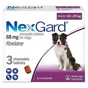 נקסגארד/NEXGARD לכלבים בינונייםבמשקל 10-25 קג נקסגארד/NEXGARD לכלבים בינונייםבמשקל 10-25 קג